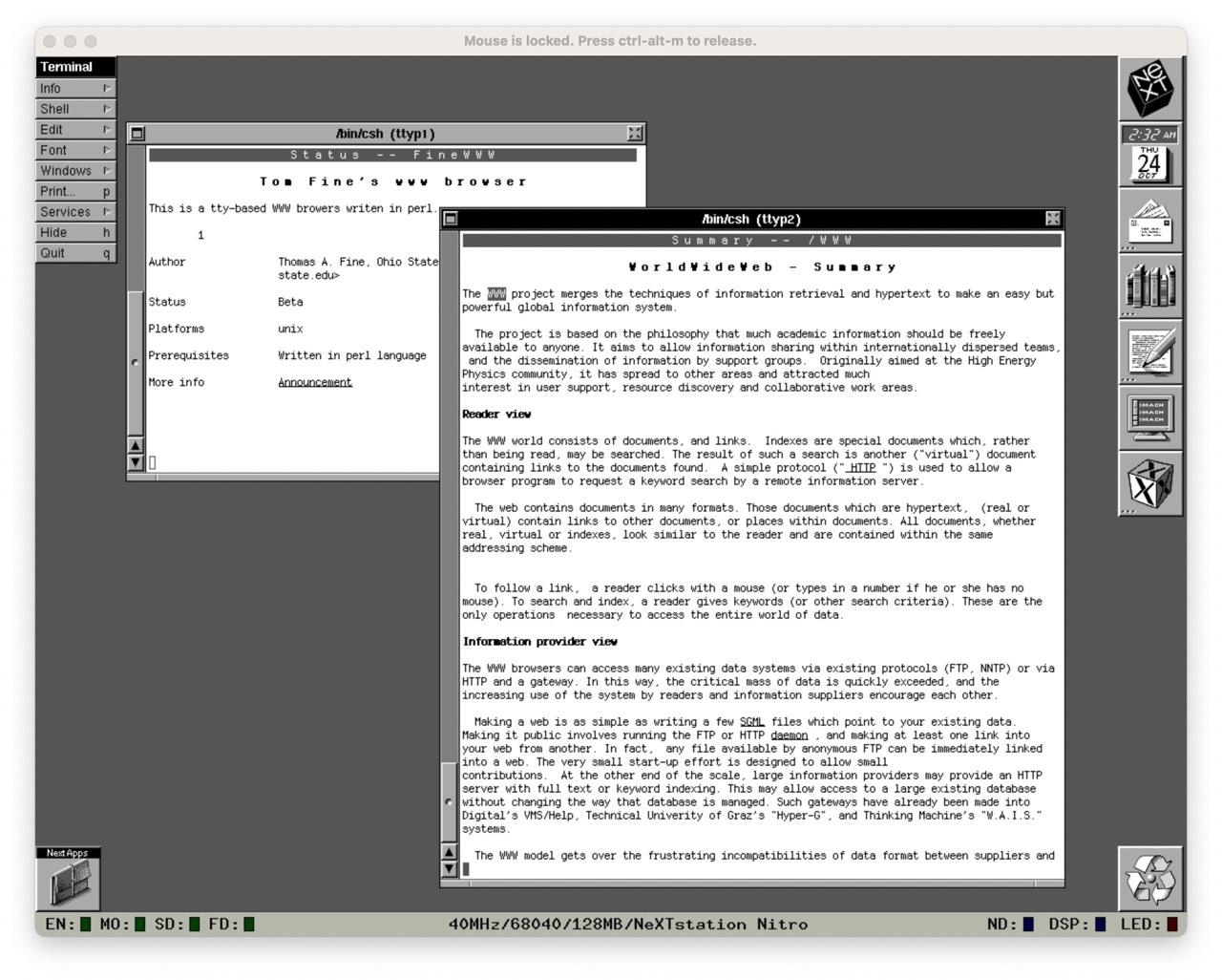 w3browser 0.1 running on NeXTStep 3.3 with Perl 4.0.1.8