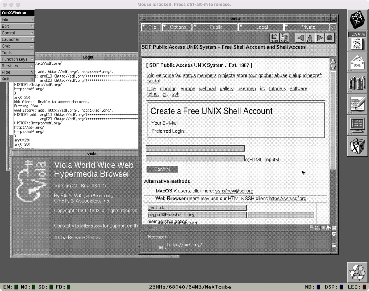ViolaWWW from 1994 (despite what the info box says) on NeXTStep 3.3 with CubXWindow